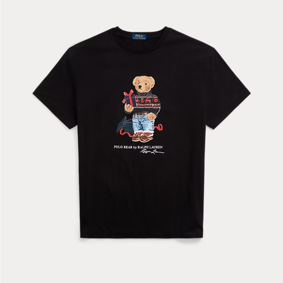 Polo Ralph Lauren Classic Fit Polo Bear Jersey T-Shirt Holiday Size Small Black - Picture 1 of 5